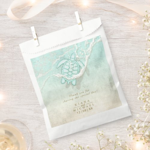 Sea Foam Beach Wedding Turtle Thank You ID837 Favor Bag