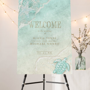 Sea Foam Beach Wedding Welcome ID837 Board
