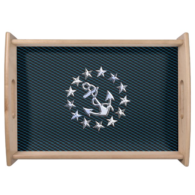 Sea Foam Chrome Yacht Flag Automotive Grille Print Serving Tray (Front)