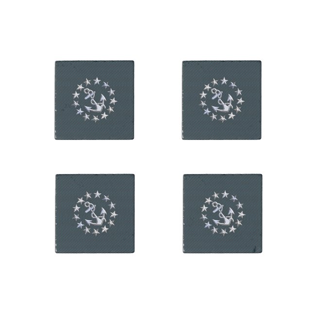Sea Foam Chrome Yacht Flag Automotive Grille Print Stone Magnet (Front)