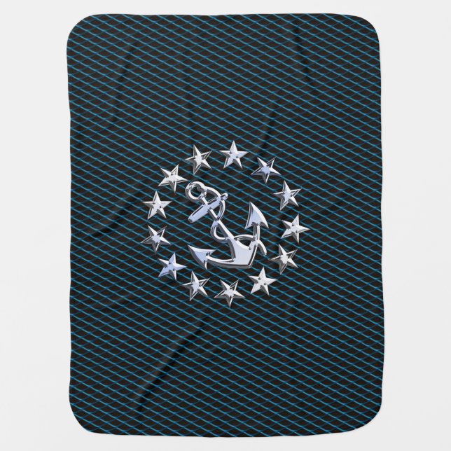 Sea Foam Chrome Yacht Flag Automotive Grille Print Stroller Blanket (Front)