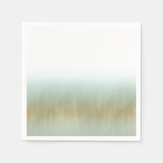 Sea Foam Gold White Elegant Beach Modern Wedding Napkins (Front)