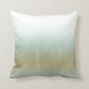 Sea Foam Gold White Elegant Beach Modern Wedding Throw Pillow