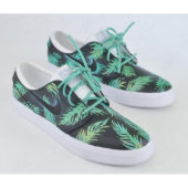 Sea Foam Green & Gold Tropical Floral Nike SB  (3/4 Right)