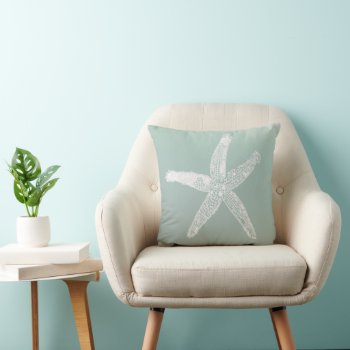 Sea Foam Green Ombre Starfish Beach House Pillow by Lovewhatwedo at Zazzle