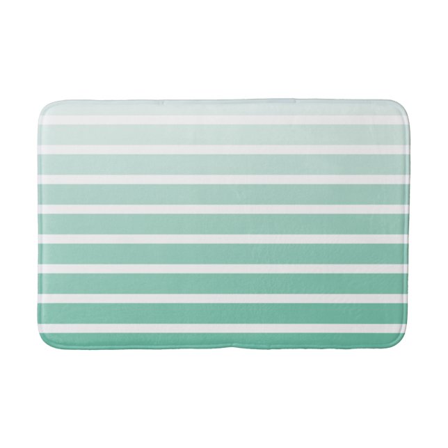 Sea Foam Green Stripe Shades Bathroom Mat (Front)