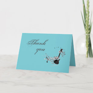 Sea Foam Green Thank You Cards w/Guitar and notes