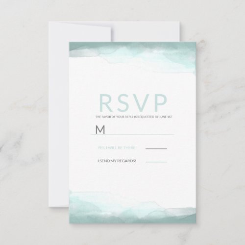 Sea Foam Green Watercolor Modern Wedding RSVP