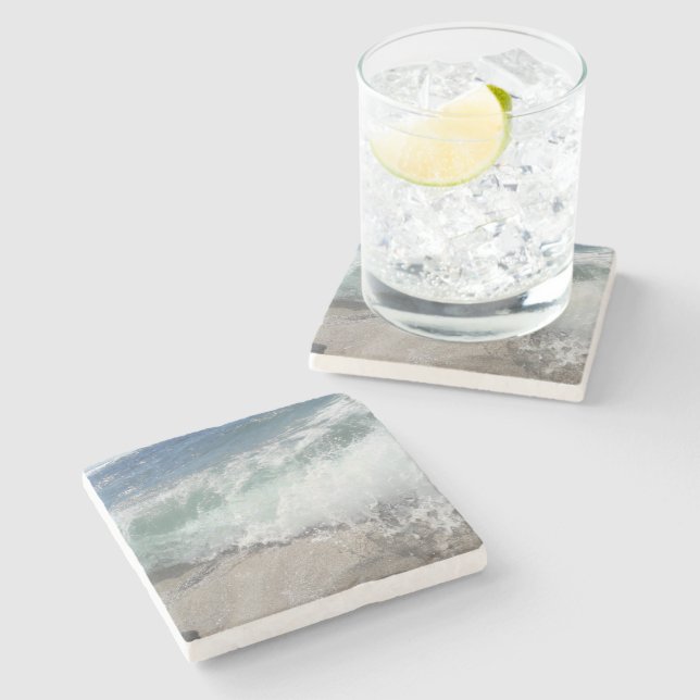 Sea Foam Ocean Waves  Stone Coaster (Side)