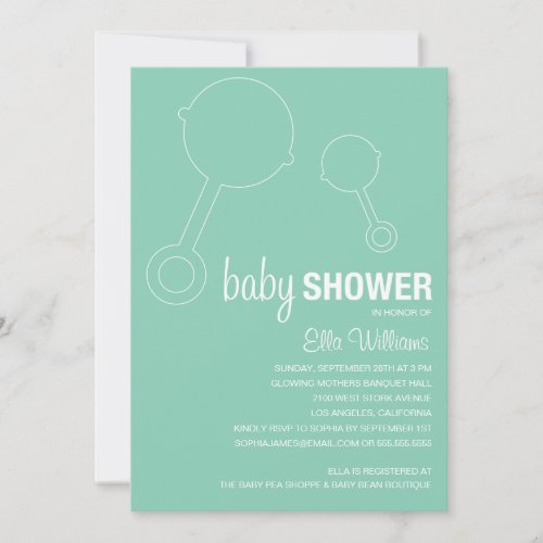 SEA FOAM RETRO RATTLES  | BABY SHOWER INVITATION