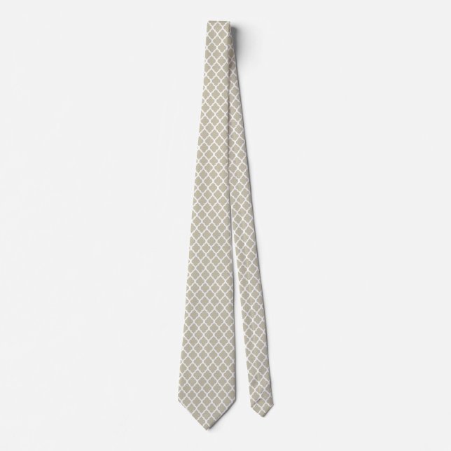 Sea Foam White Quatrefoil Pattern Ties For Men (Front)