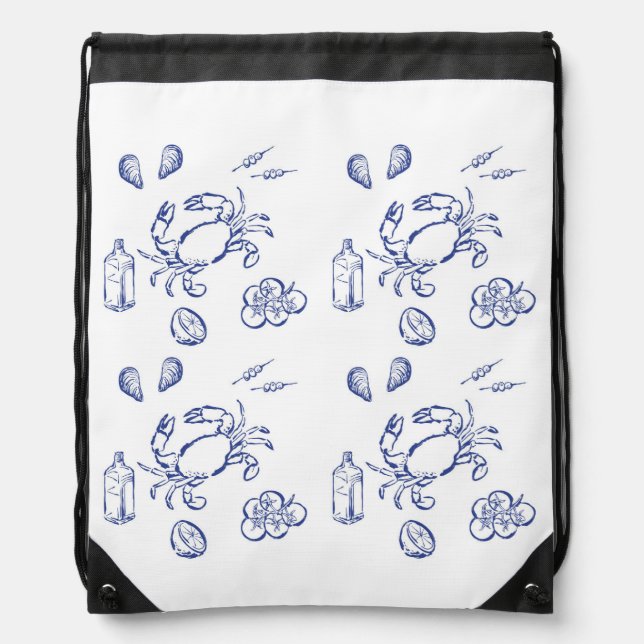 Sea Food Minimalism Drawstring Bag (Front)