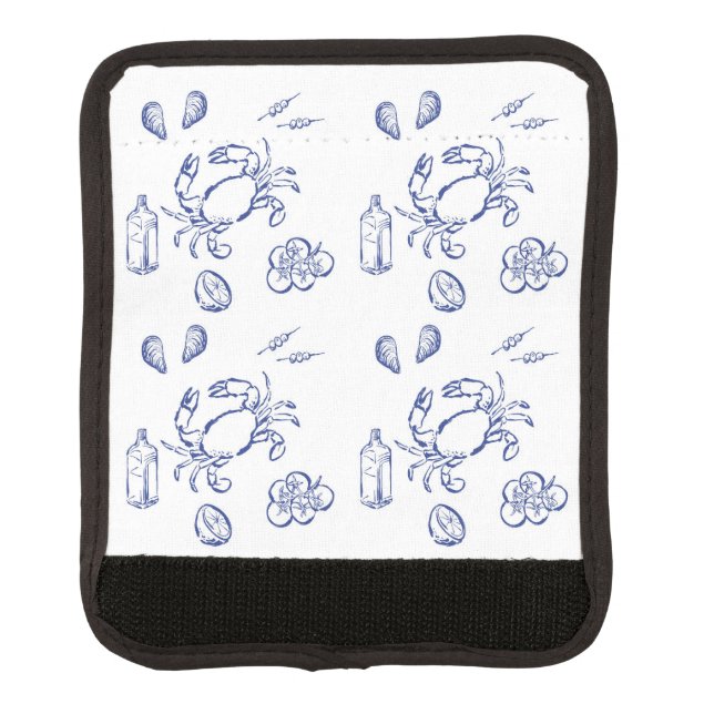 Sea Food Minimalism Luggage Handle Wrap (Front)