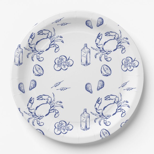 Sea Food Minimalism Paper Plates (Front)