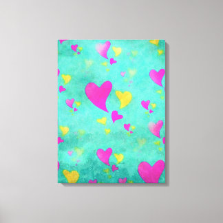 Sea Full of Love Watercolor Hearts Painting  Canvas Print