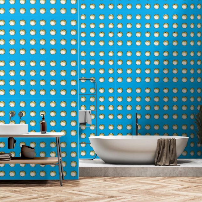 sea funny puffer fish pattern wallpaper  (Bathroom)