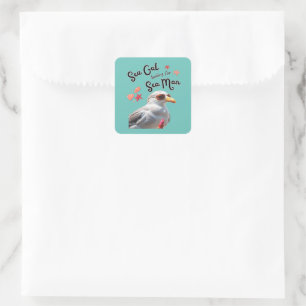 Sea Gal Looking For Sea Man Square Sticker