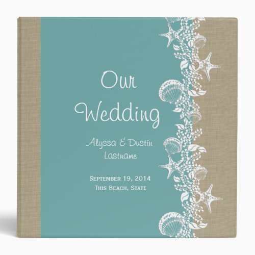 Sea Garland Beach Wedding 3 Ring Binder