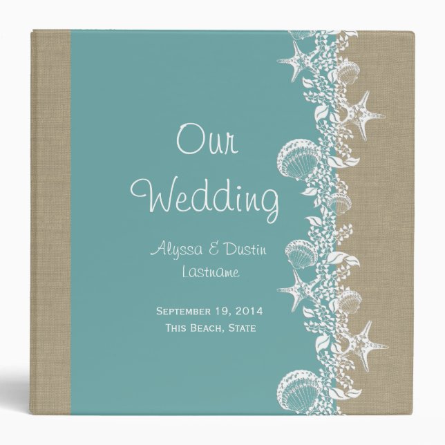 Sea Garland Beach Wedding 3 Ring Binder (Front)