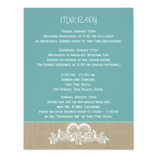 Wedding Itinerary Invitations Announcements Zazzle Sea Garland Beach Wedding Itinerary Card