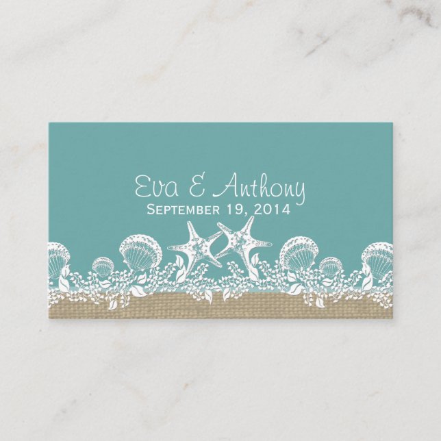 Sea Garland Beach Wedding Place Cards (Front)