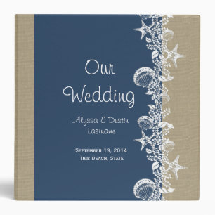 Sea Garland Navy Blue Tropical Beach Wedding Binder