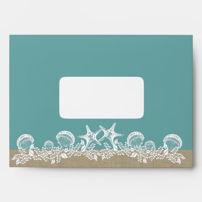 Sea Garland Starfish Beach Wedding Teal Envelope (Front)