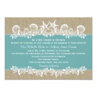 Sea Garland Teal Wedding Invitation
