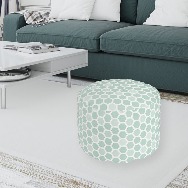 Sea Geometric Hexagon Pattern Pouf (Creator Uploaded)