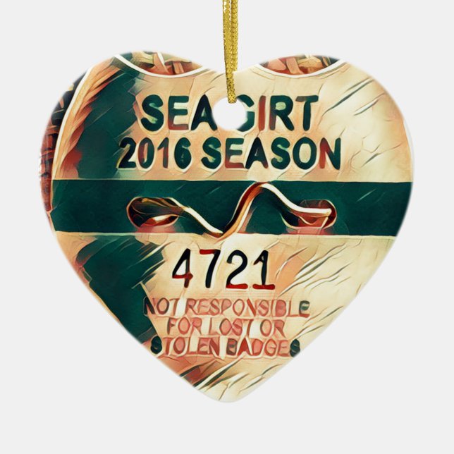 Sea Girt Beach Badge Ceramic Ornament (Front)