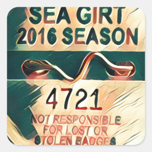 The Beach Badges Stickers Zazzle Sea Girt Beach Badge Square Sticker