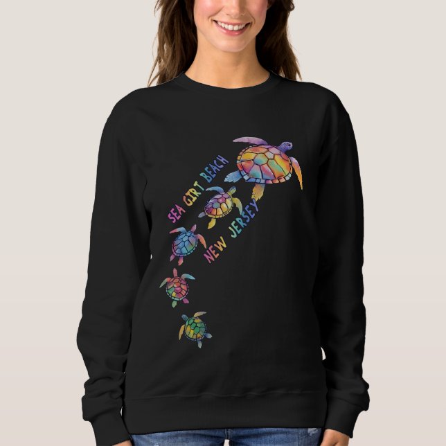 Sea Girt Beach New Jersey Sea Turtle Lover Beach Sweatshirt (Front)