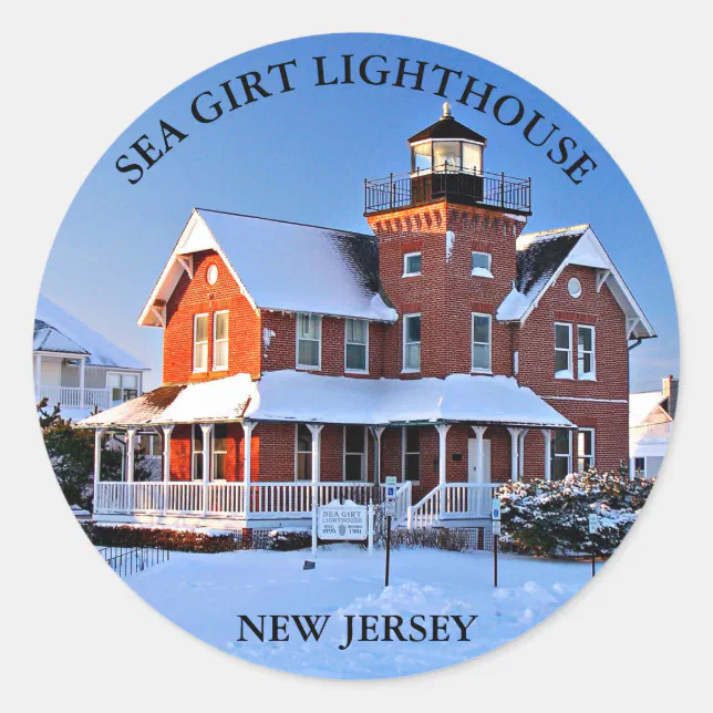 Round Lighthouse Sticker Sea Girt Lighthouse, New Jersey Round Stickers | Zazzle