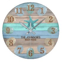 Sea Glass and Beach Wood Nautical Large Clock Sea Glass and Beach Wood Nautical Large Clock