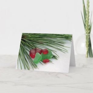 Sea glass and pine needles card