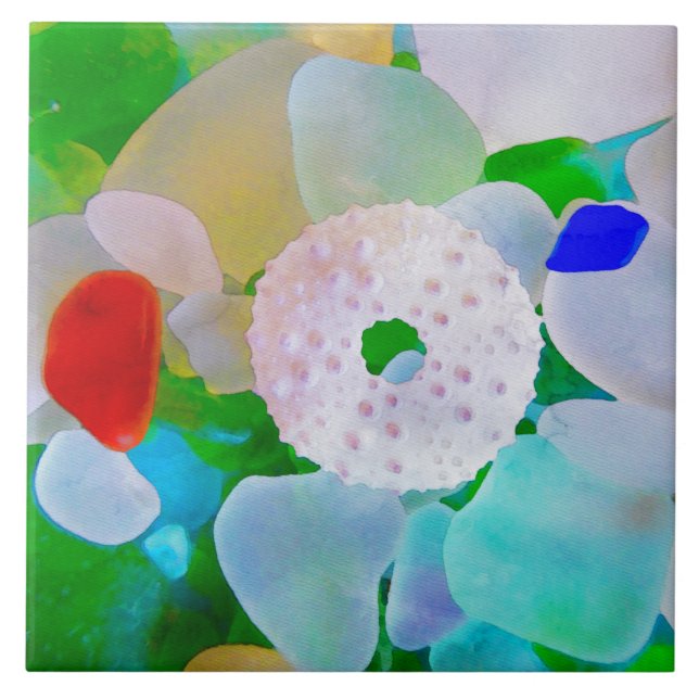 Sea Glass and Sea Urchin Shell Tile (Front)