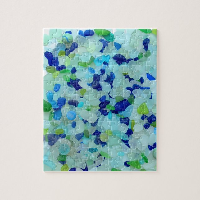 Sea glass aqua and blue photo jigsaw puzzle (Vertical)