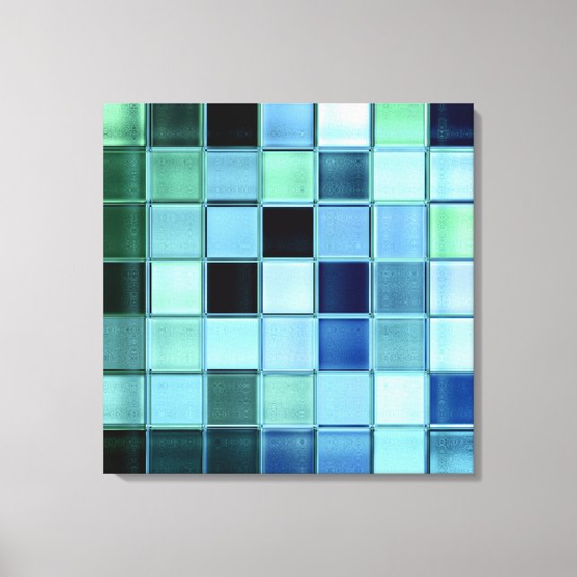 Sea Glass Aquamarine Mosaic Art Wrapped Canvas Print (Front)