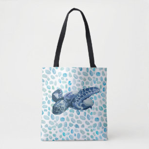 Sea Glass Beach Coastal Sea Turtle Tote Bag