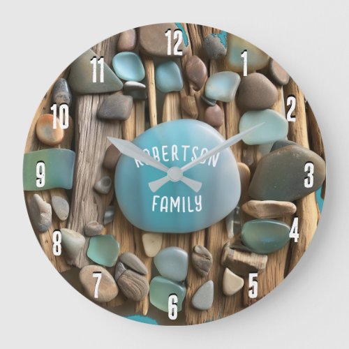 Sea Glass Beach Driftwood Custom Large Clock