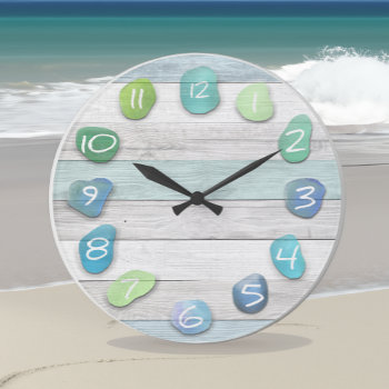Sea Glass Beach Driftwood Large Clock by thetreeoflife at Zazzle