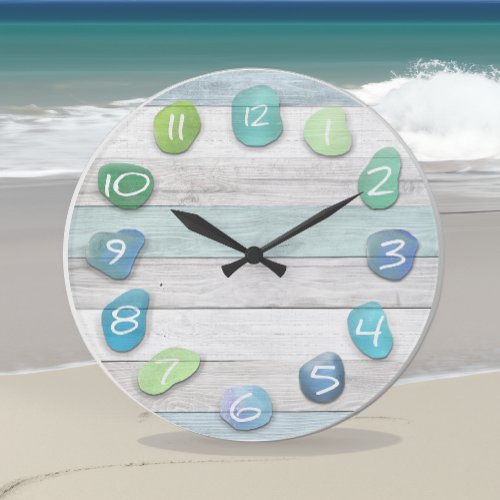 Sea Glass Beach Driftwood Large Clock