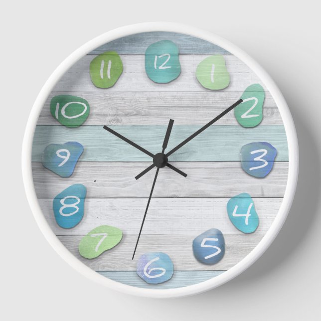 Sea Glass Beach Driftwood Ocean Clock (Front)