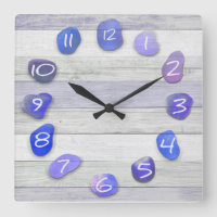 Sea Glass Beach Driftwood Ocean Square Wall Clock