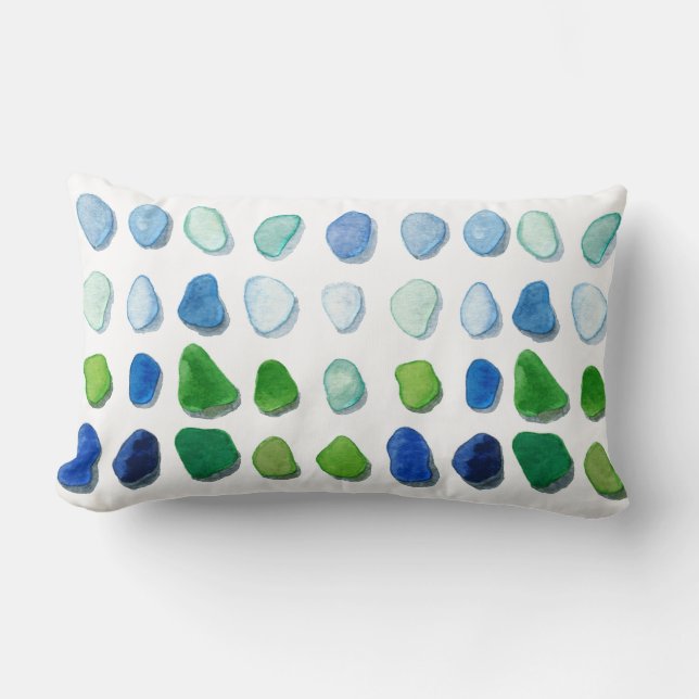 Sea glass, beach glass art lumbar pillow (Front)