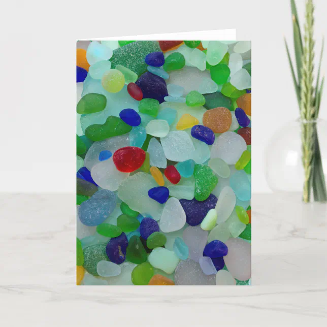 Sea glass, beach glass art photo greeting card | Zazzle