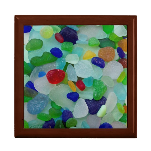 Sea glass, beach glass art photograph keepsake box (Front)