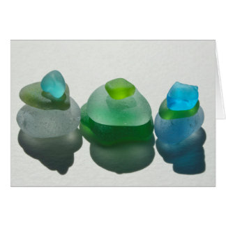 Sea glass, beach glass, blue, green, aqua, blank cards