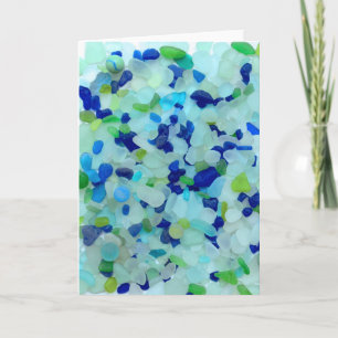 Sea glass, beach glass blues photo greeting card