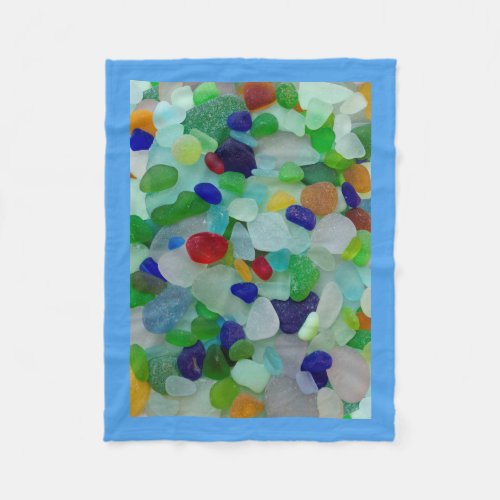 Sea glass beach glass darker colors fleece blanket